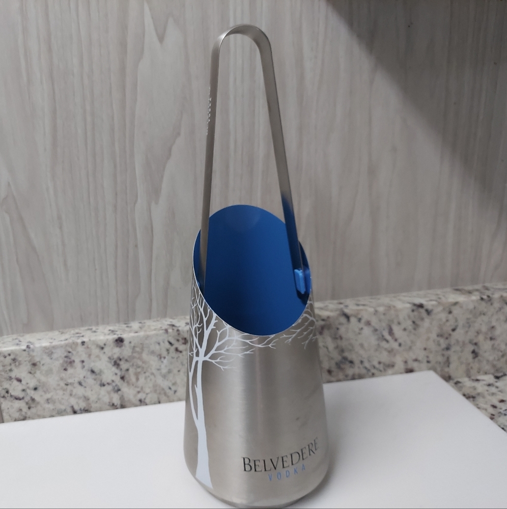 BELVEDERE Vodka Holder-Stainless Steel Ice Bucket & Tongs